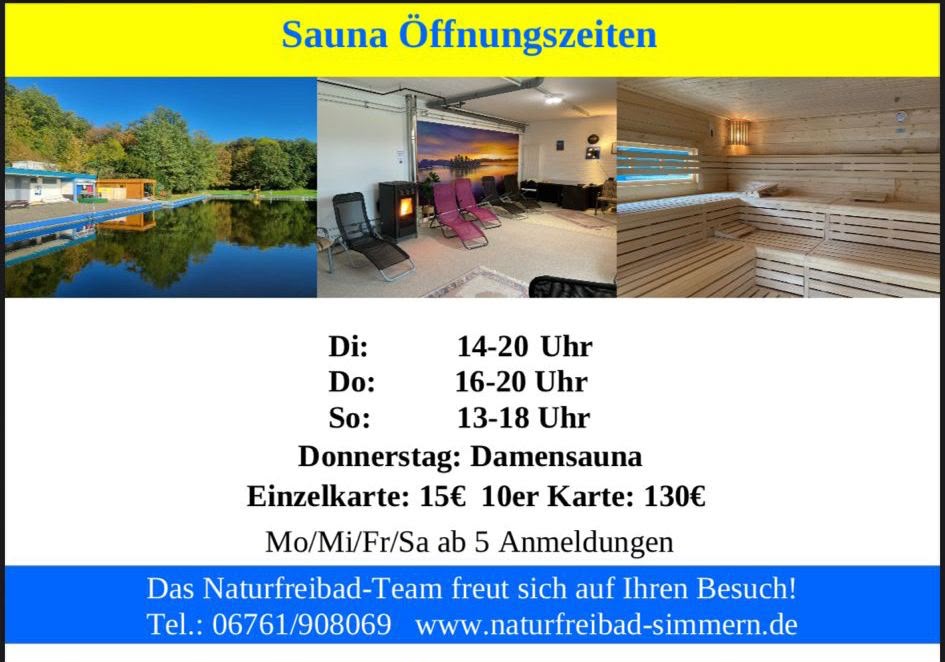 Sauna &Ouml;ffnungszeiten Wintersaison 2026 im Naturfreibad Simmern